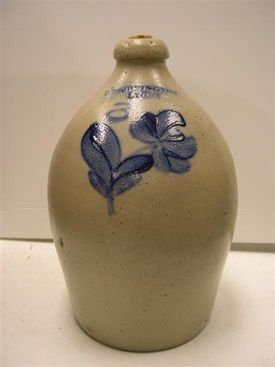 Salt-glazed stoneware three-gallon jug