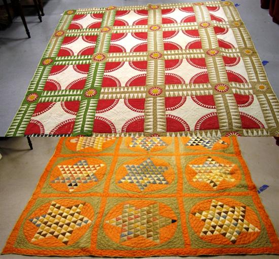 Two quilts: one brown  red  and