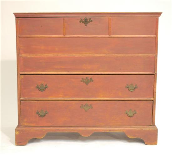 19th C. pine tall blanket chest