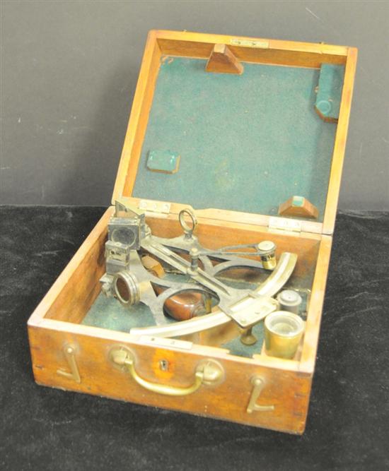 Sextant cased in mahogany box  Heath