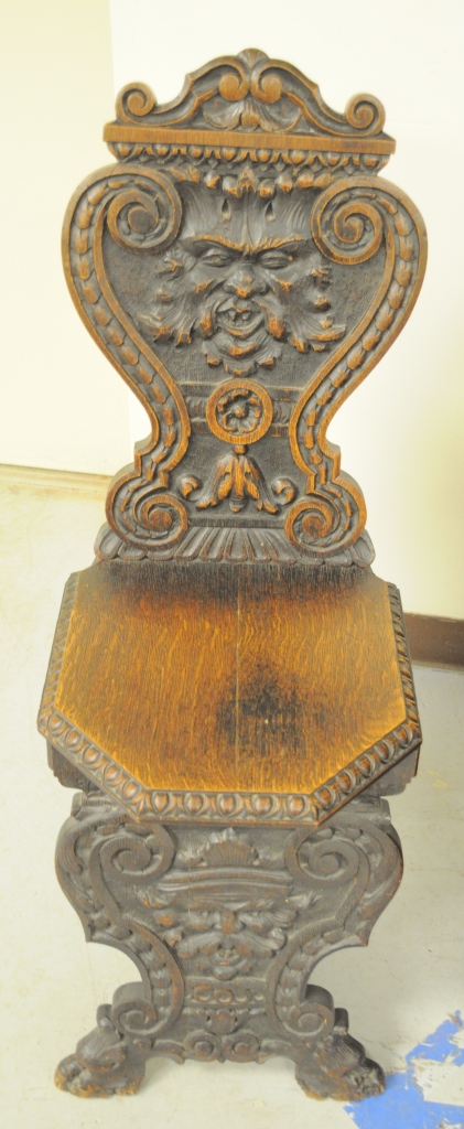 North Wind carved oak side chair