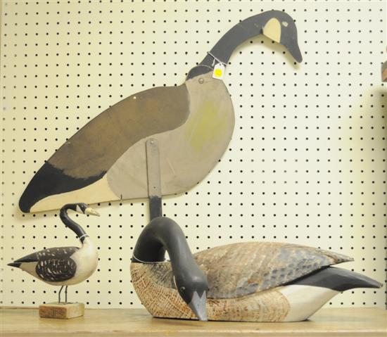 Two 20th C. carvings of geese 