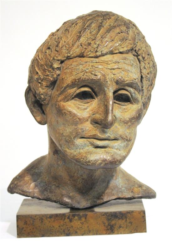 Bronze bust of man  15'' h. without