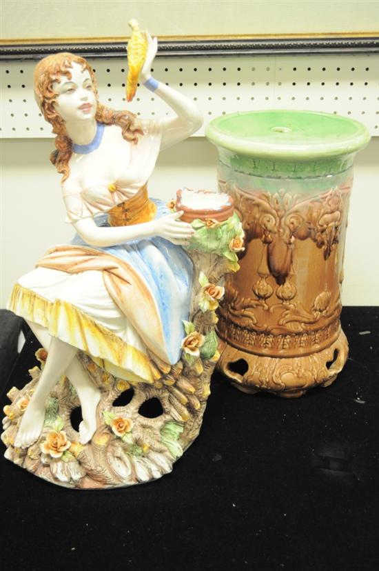 Porcelain figure of woman sitting on