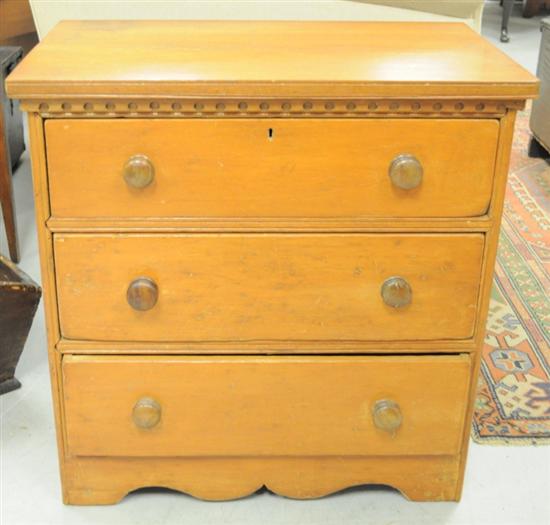 Diminutive three drawer chest 