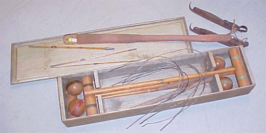 Vintage croquet set  a pair of wooden