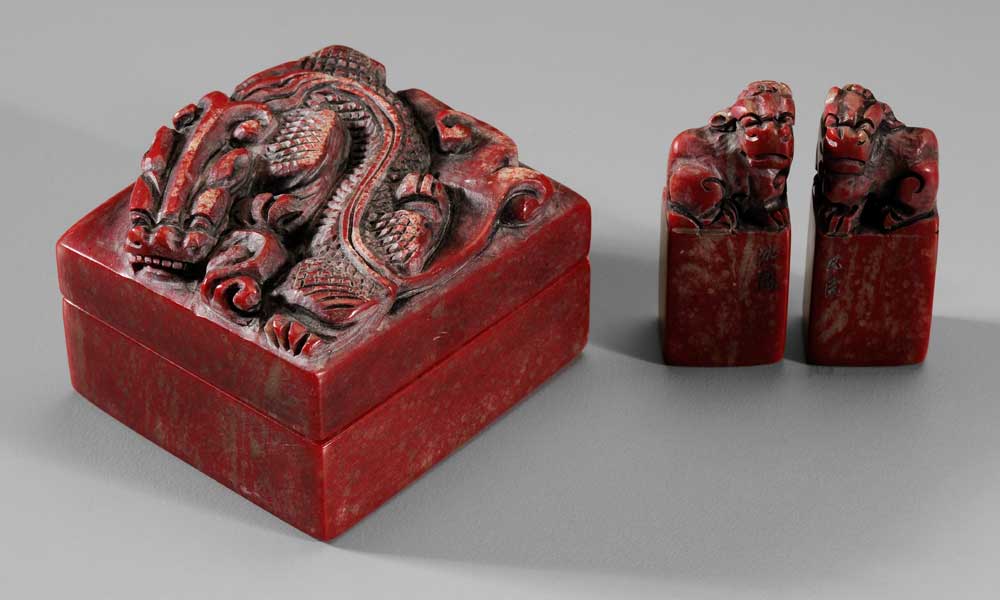 Chicken Blood Stone Seal Set Chinese  10ed27