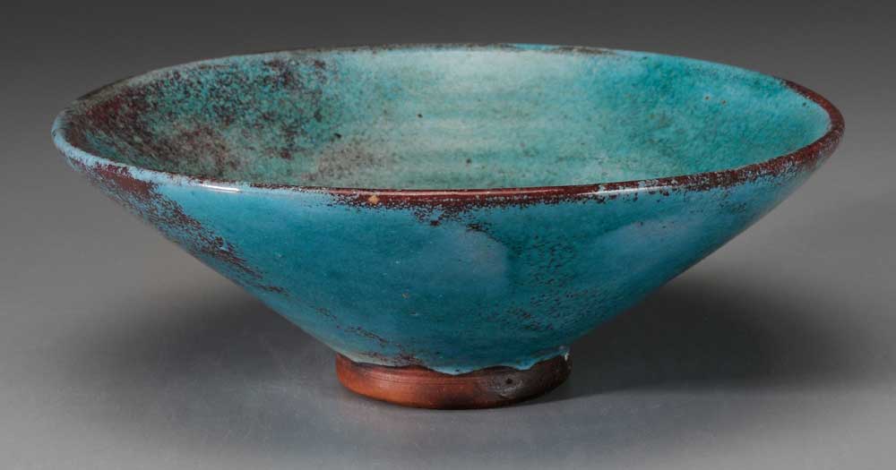 Jugtown Blue and Red Glaze Bowl