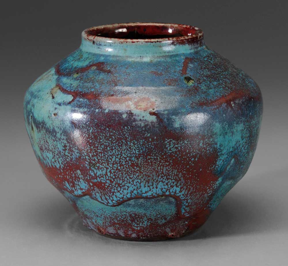 Jugtown Red and Blue Glaze Vase North