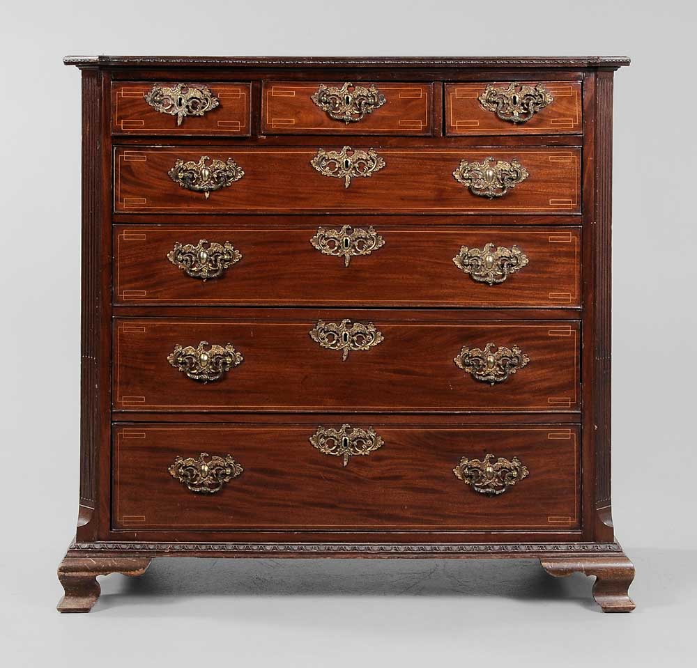 Chippendale Inlaid Mahogany Chest 10ed82