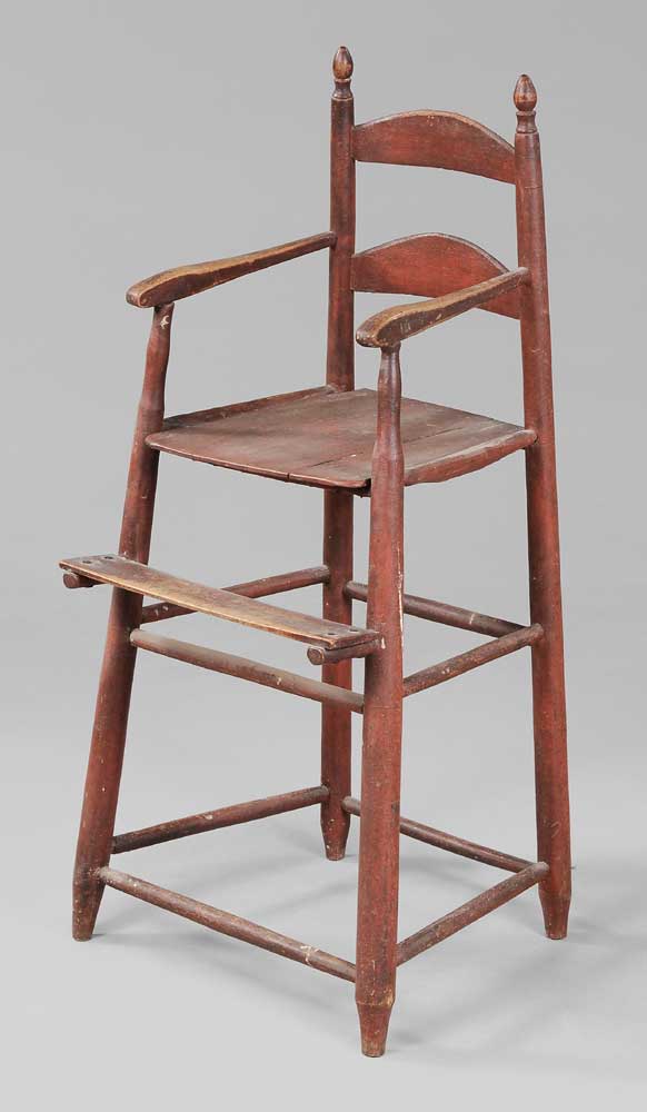 Fine Red-Painted Child's Highchair