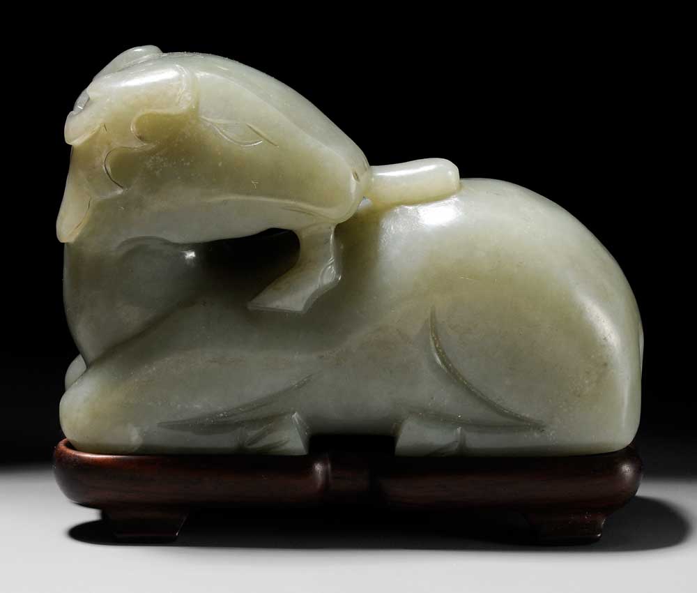 Jade Deer Chinese, celadon with white