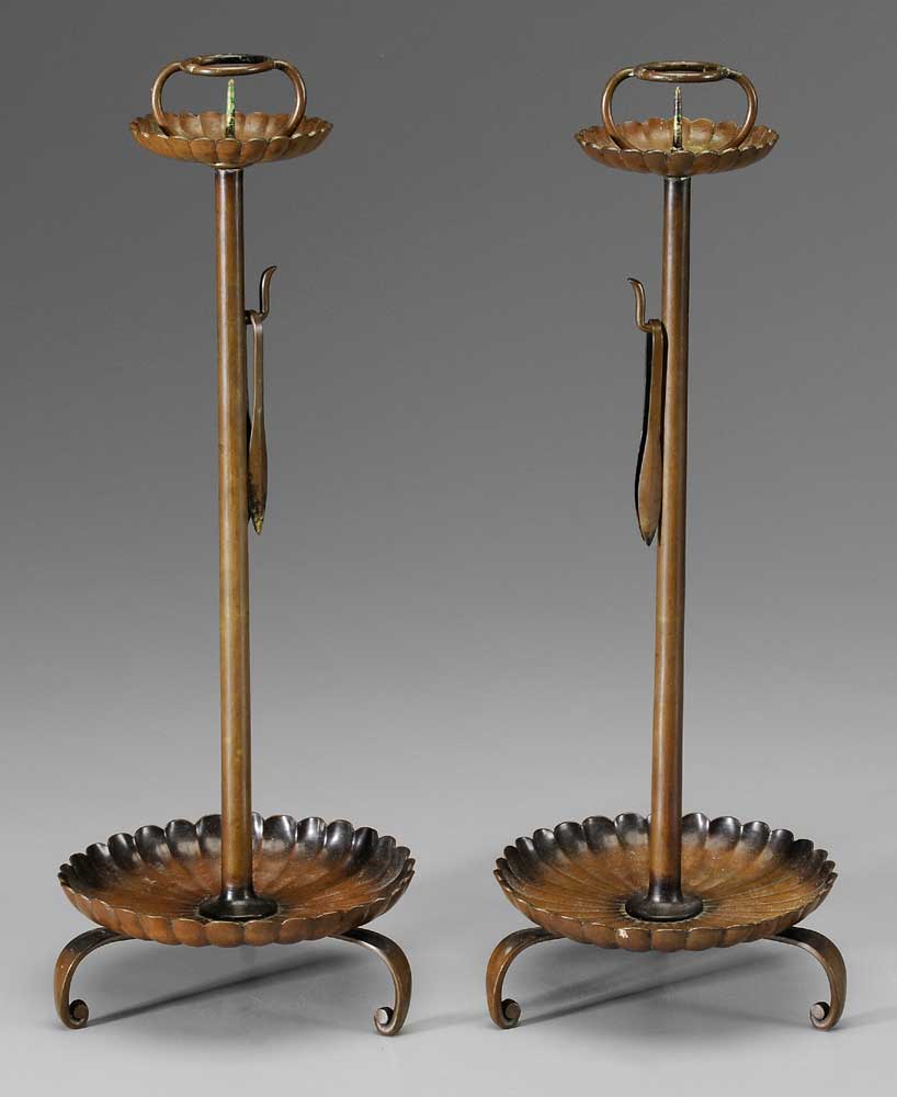Pair Brass Candlesticks Japanese,