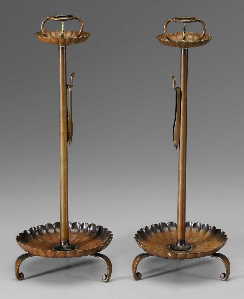 Pair Brass Candlesticks Japanese  10edb5