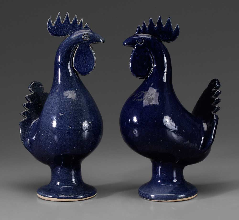 Two Edwin Meaders Roosters Georgia,