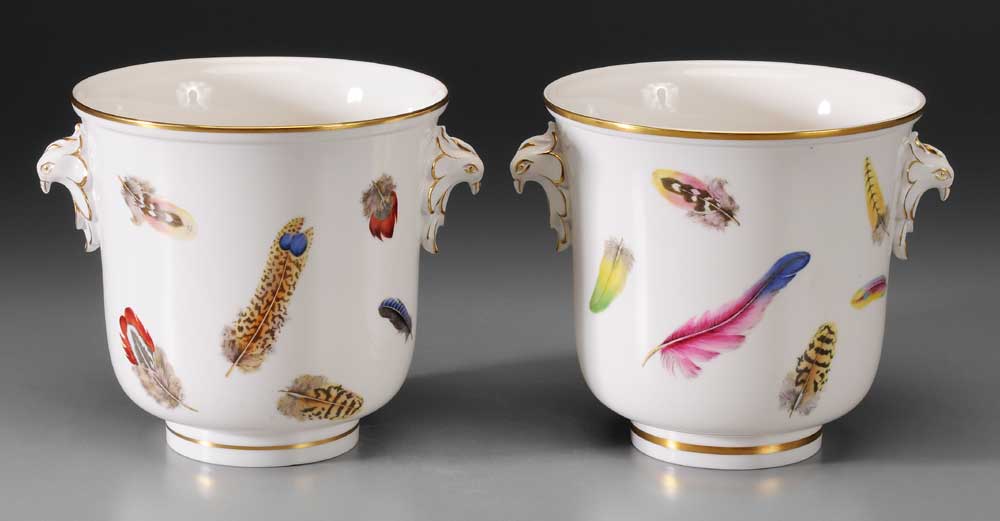 Pair Royal Worcester Cachepots 10edc8