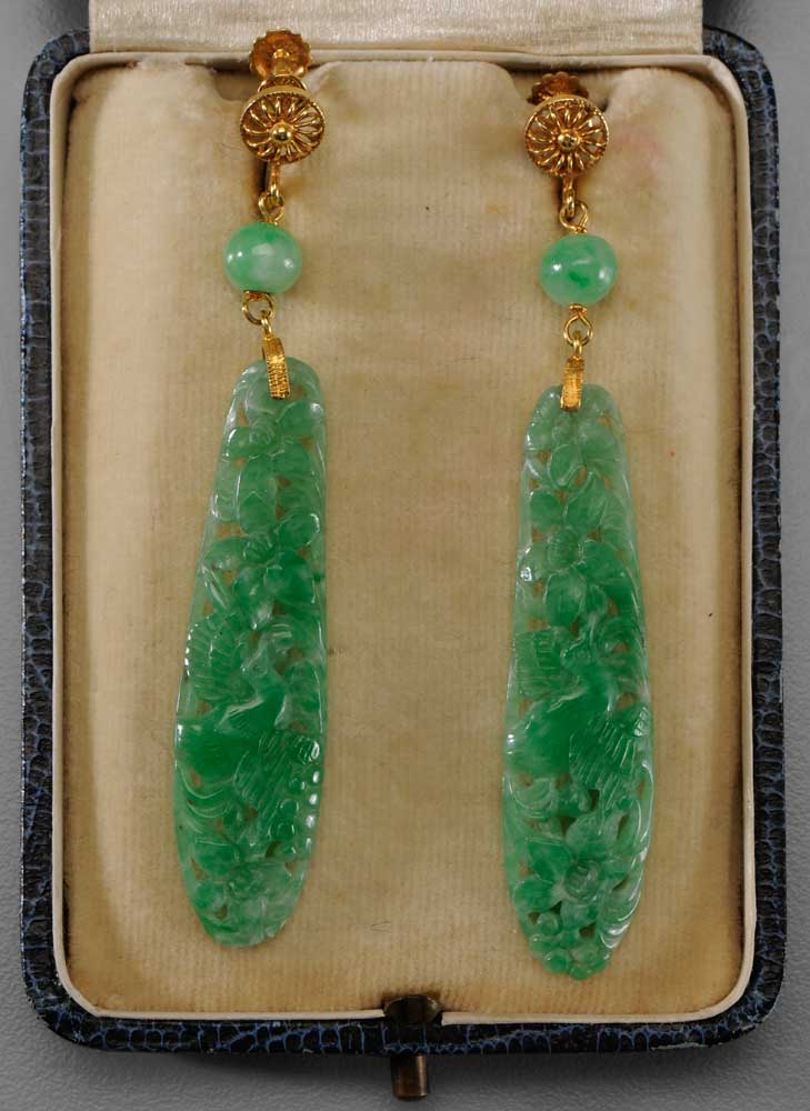 Jade Earrings Chinese, apple green