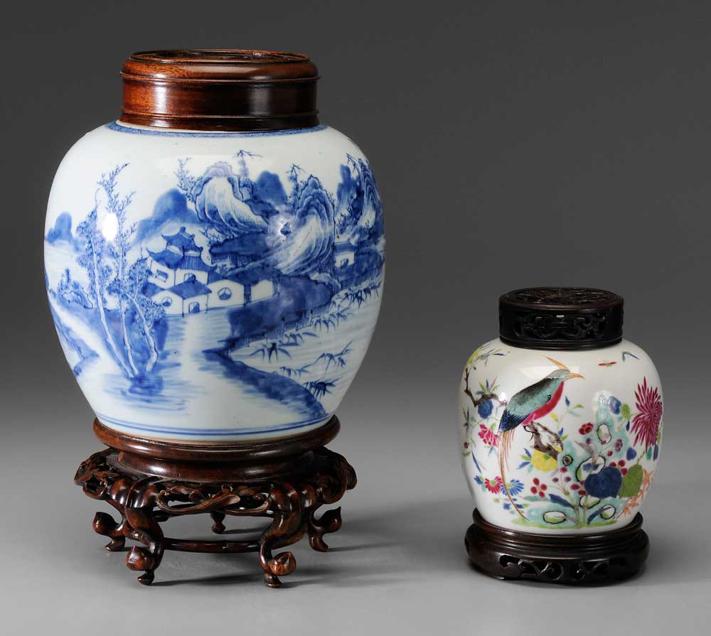 Two Porcelain Jars Chinese: one