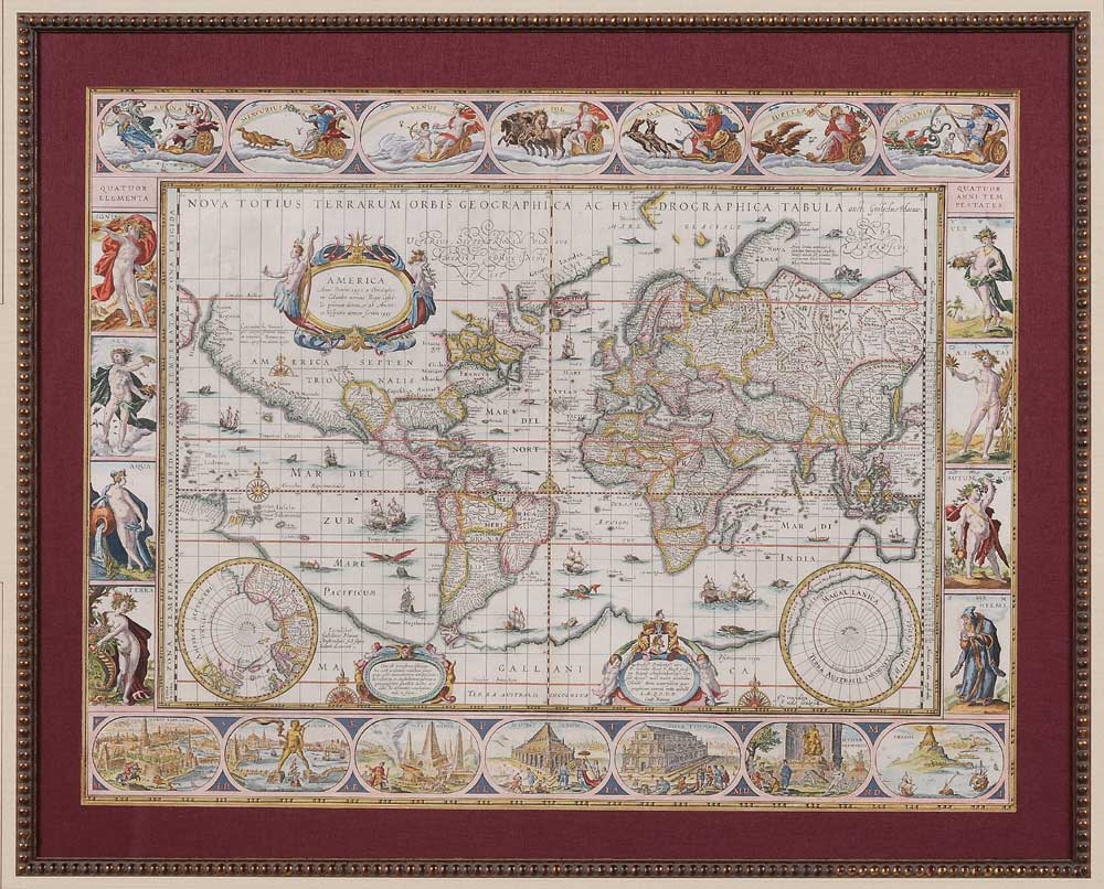 17th Century Blaeu World Map "Nova