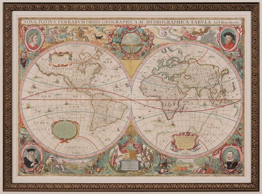17th Century Hondius World Map 10ee30