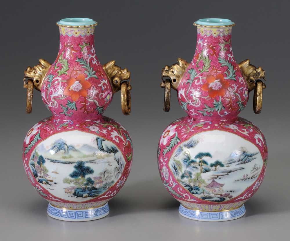 Pair Porcelain Double-Gourd Vases