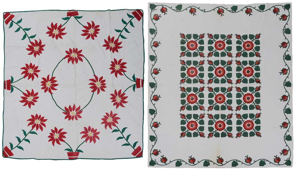 Two Floral Appliqu Quilts American  10ee3a