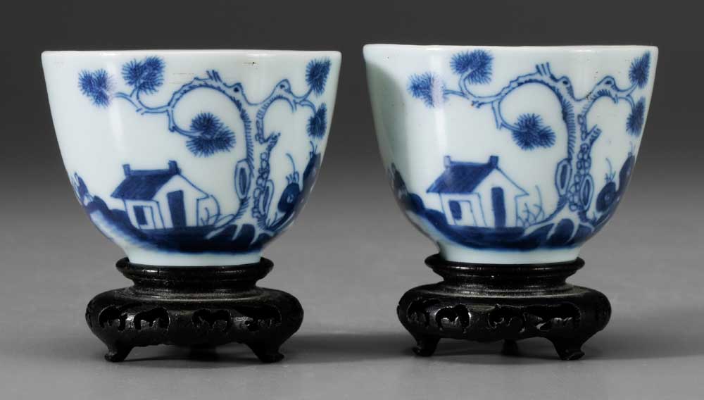 Pair Blue and White Wine Cups Chinese  10ee57