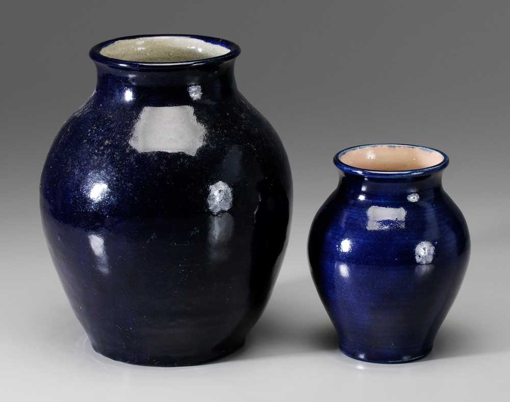 Two W B Stephen Blue Glazed Vases 10ee90