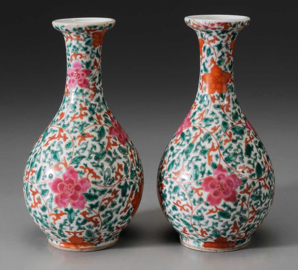 Pair Famille Rose Porcelain Vases 10eea4