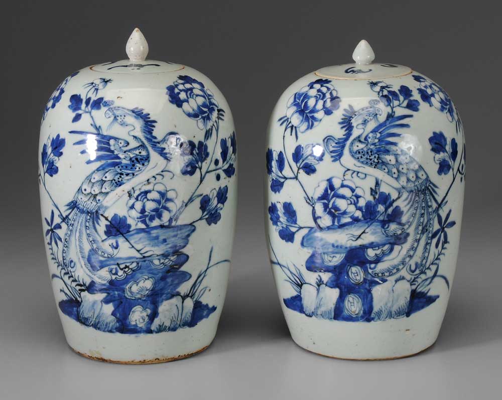 Pair Porcelain Lidded Jars Chinese  10eebb
