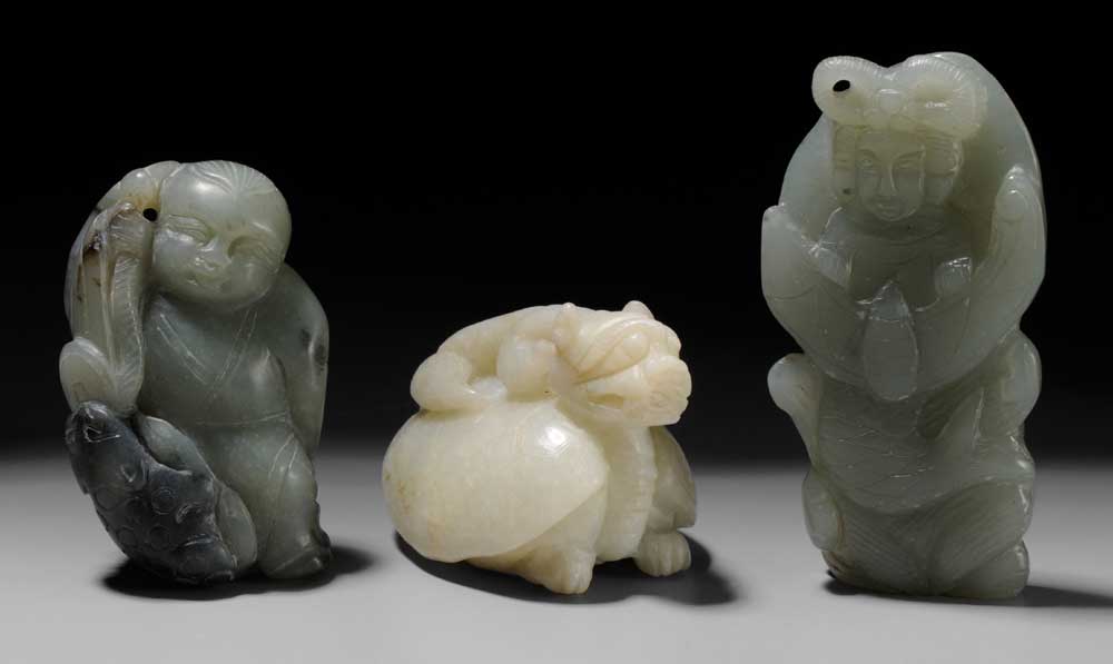 Three Jade Carvings Chinese white 10eebd