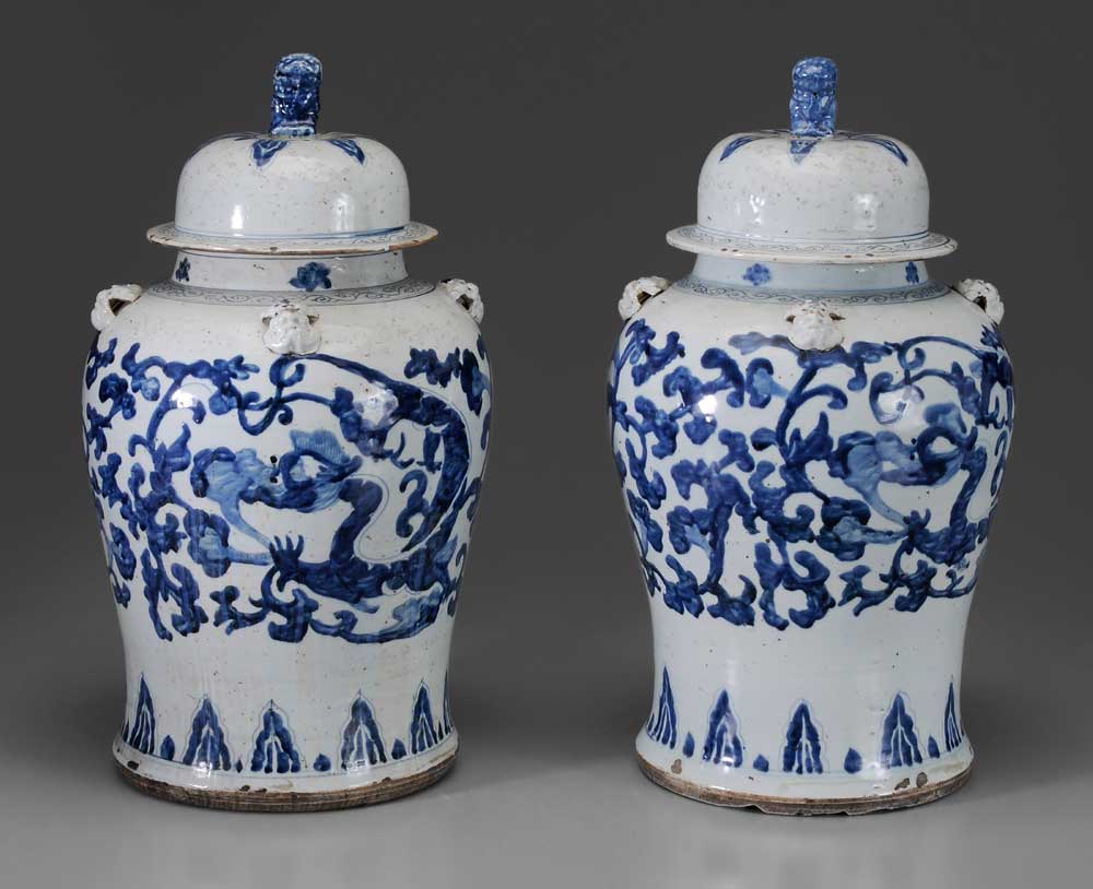 Two Blue and White Porcelain Jars