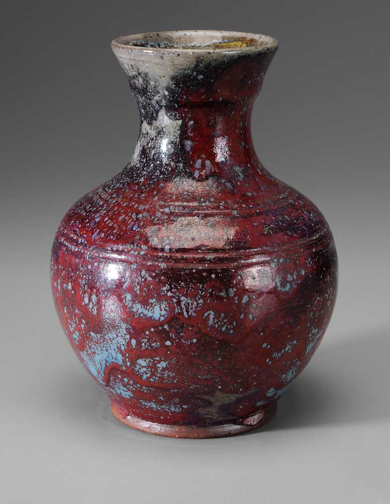 Jugtown Red and Blue Glaze Vase North