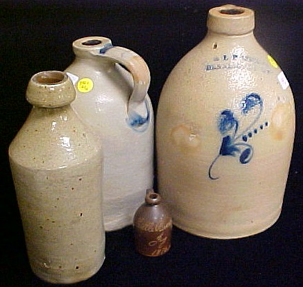 Four pieces of salt-glazed stoneware: