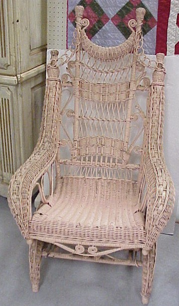 Victorian wicker platform rocking chair