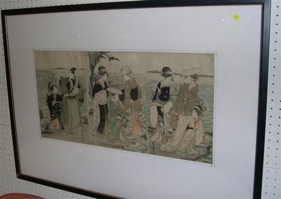 Asian triptych matted and framed 10cbf8