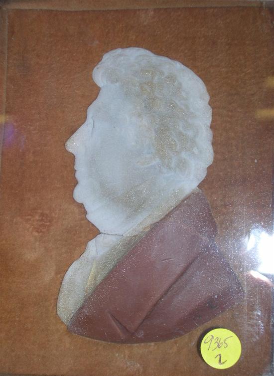 Carved wax profile of gentleman