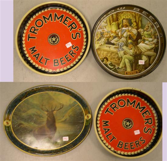 Four tin beer trays including  10cc4b