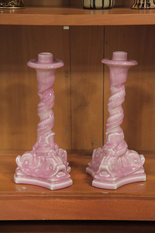 PAIR OF ROOKWOOD CANDLESTICKS  1102ce