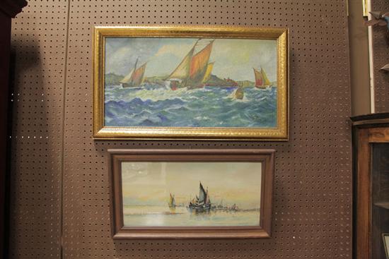 TWO SEASCAPE PAINTINGS WITH SAILBOATS