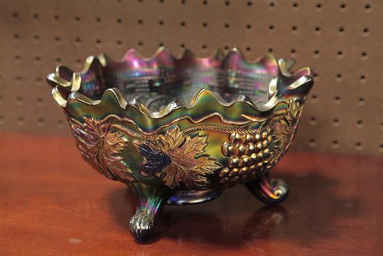 CARNIVAL GLASS PUNCH BOWL. Northwood