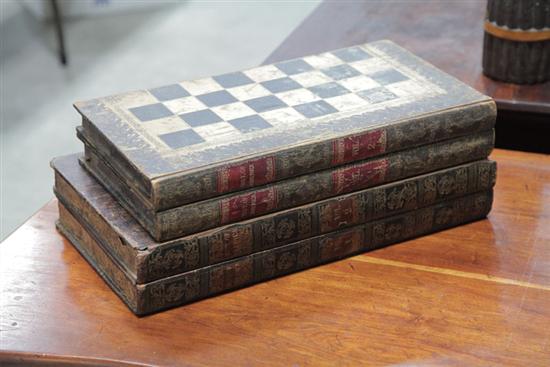 TWO LEATHER MOUNTED BOOK GAME BOARDS  110318