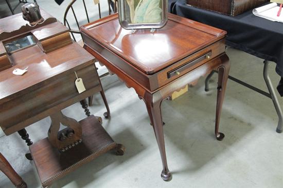 REPRODUCTION TEA TABLE. Mahogany table