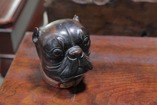 CARVED BOXER DOG INKWELL English 110315