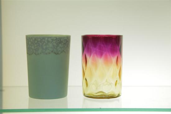 TWO ART GLASS TUMBLERS. A New England