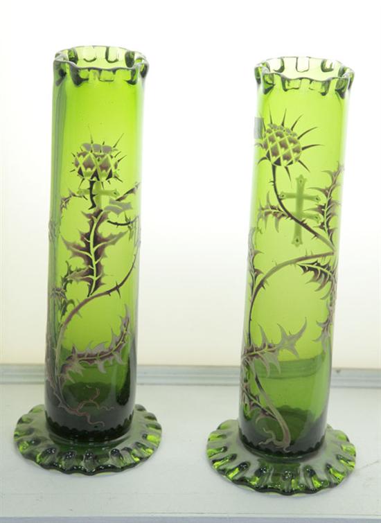 PAIR OF GALLE DEPOSE VASES Green 11035e