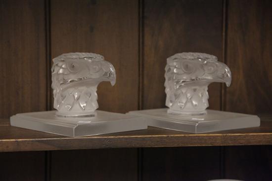 PAIR OF LALIQUE BOOKENDS Tete 11038f