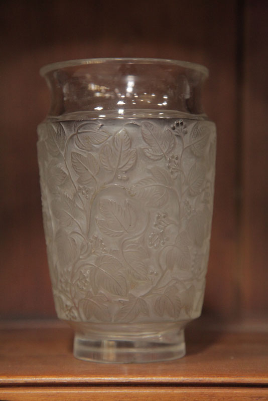 LALIQUE VASE. Smokey colored vase