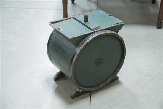 TABLE TOP BUTTER CHURN. Green painted