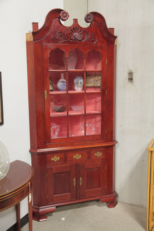 REPRODUCTION CORNER CUPBOARD. Mahogany